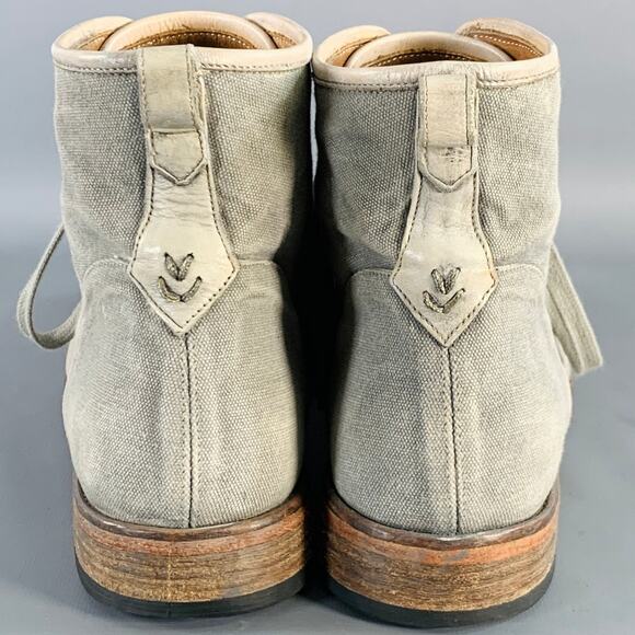 JOHN VARVATOS Size 10 Grey Canvas Cap Toe Lace-Up Ankle Boots - Picture 3 of 8
